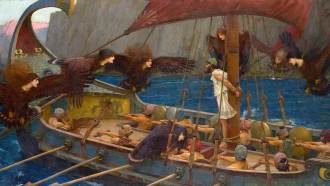 Depiction of Odysseus tying himself to his ship's mast to resist the Sirens' call. Psychologists call that act self-control.
