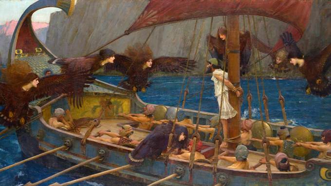 Depiction of Odysseus tying himself to his ship's mast to resist the Sirens' call. Psychologists call that act self-control.